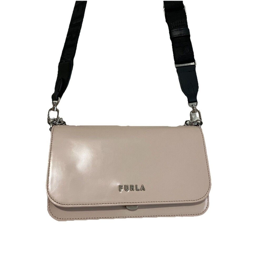 FURLA Leather Shoulder Bag Splendida 2Way Shoulder Chain Cross Beige